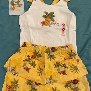 NWT New Summer Tropical Fruit Aloha Tank and Skirt Skort 3pcs Outfit Set Girl 4T